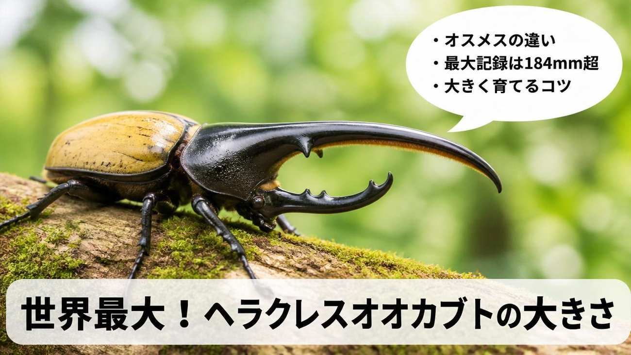 ヘラクレスオオカブトの大きさはどれくらい？オスメスの違いや最大記録まで徹底解説！