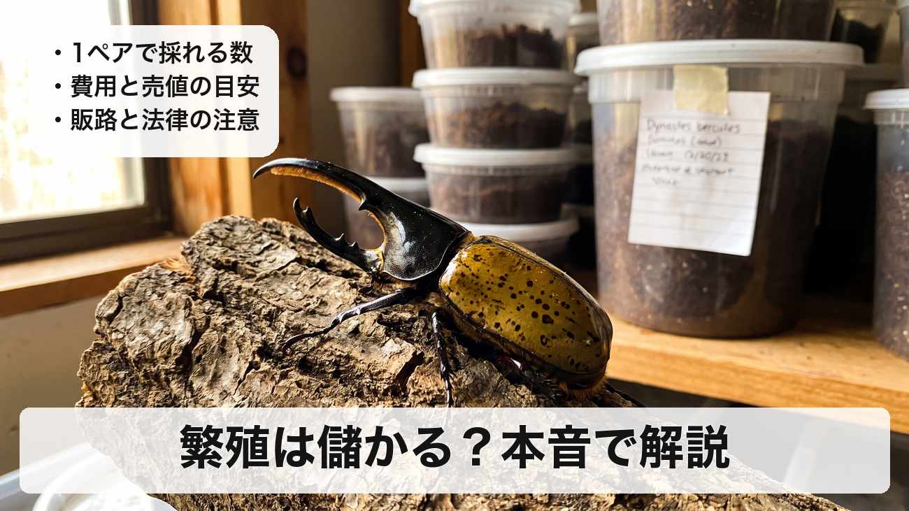 ヘラクレスオオカブトの繁殖は儲かる？1ペアから採れる数・費用・売れる個体の条件・販路と注意点を飼育経験から解説
