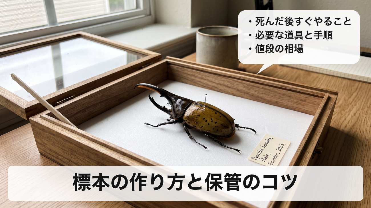 ヘラクレスオオカブトの標本の作り方｜死んだ後すぐやること・必要な道具・値段の相場まで