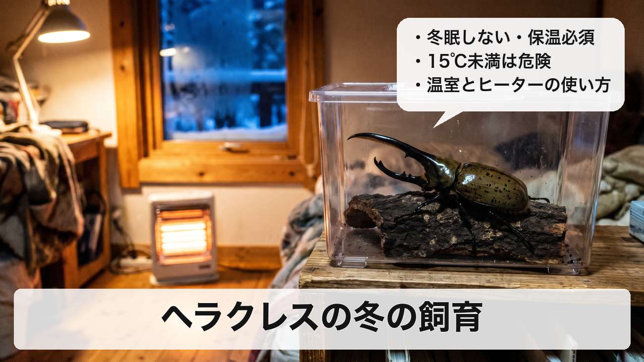 ヘラクレスオオカブトの冬の飼育方法|温度管理・幼虫の冬越し・ヒーターの使い方を解説